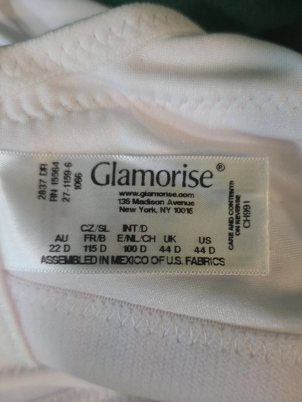 44D New Sports Bra White Glamorise 1066 No-Bounce Camisole-Style